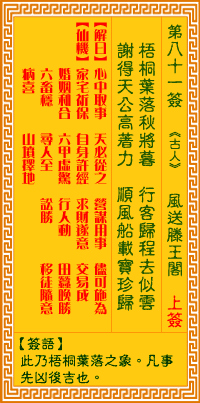 觀音靈簽第81簽，觀音靈簽第八十一簽解簽全解